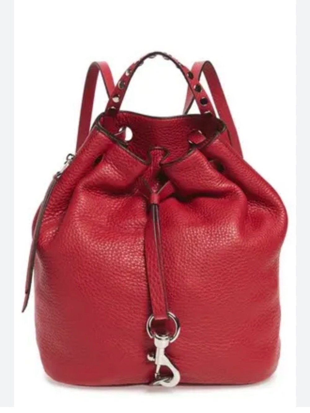 Rebecca Minkoff Red Pebbled Leather Drawstring Backpack
